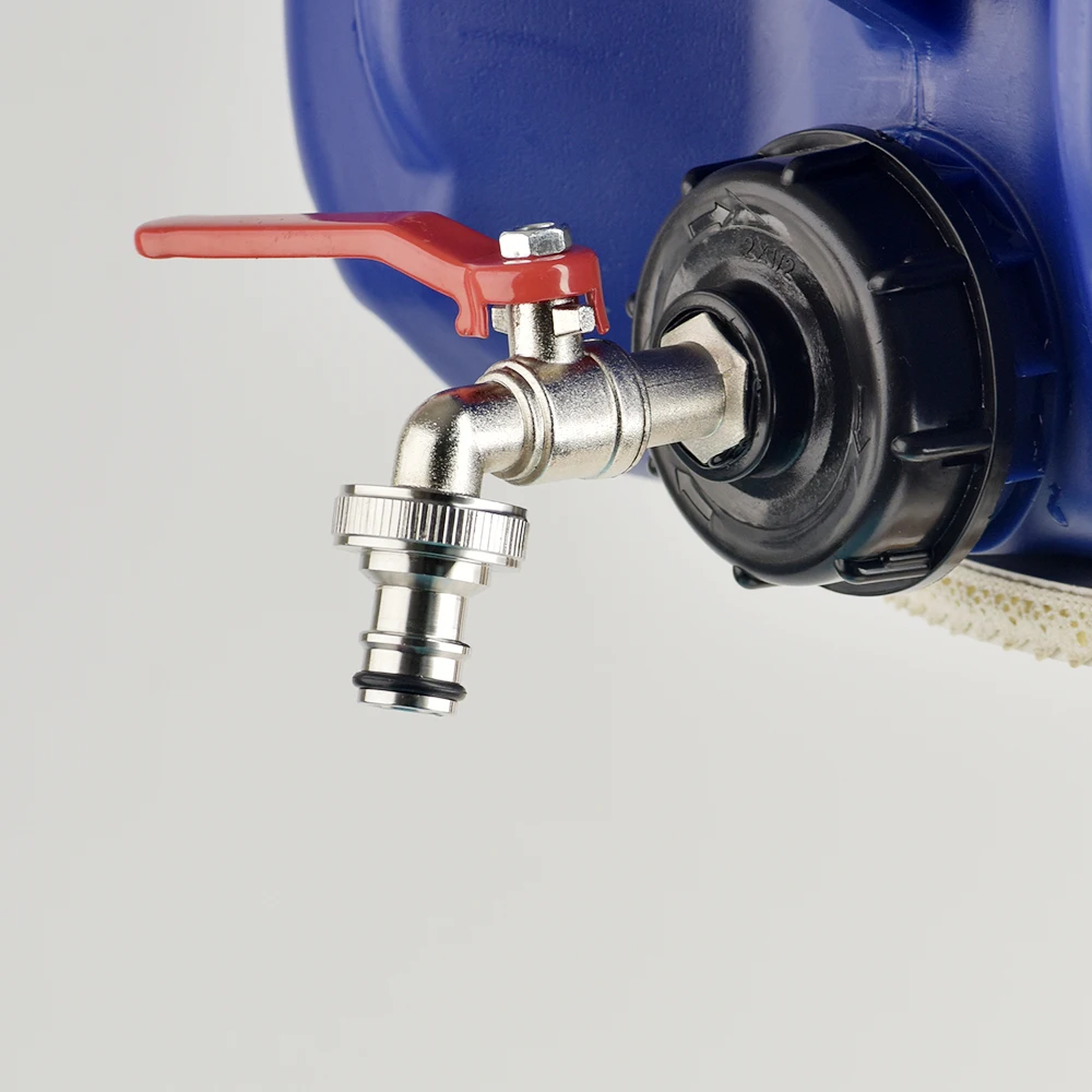 Adaptador de grifo de tanque IBC de rosca S60X6, boquilla, manguera de jardín de 1/2 vías, grifo de conexión rápida, accesorio de válvula de tanque de latón/aleación