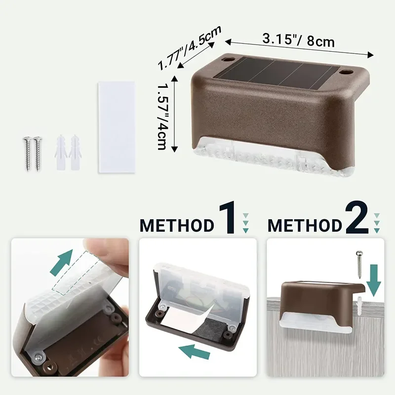 Lámpara de paso Solar LED blanca cálida, luces de jardín para exteriores, decoración de luz impermeable para balcón, Patio, escalera, valla