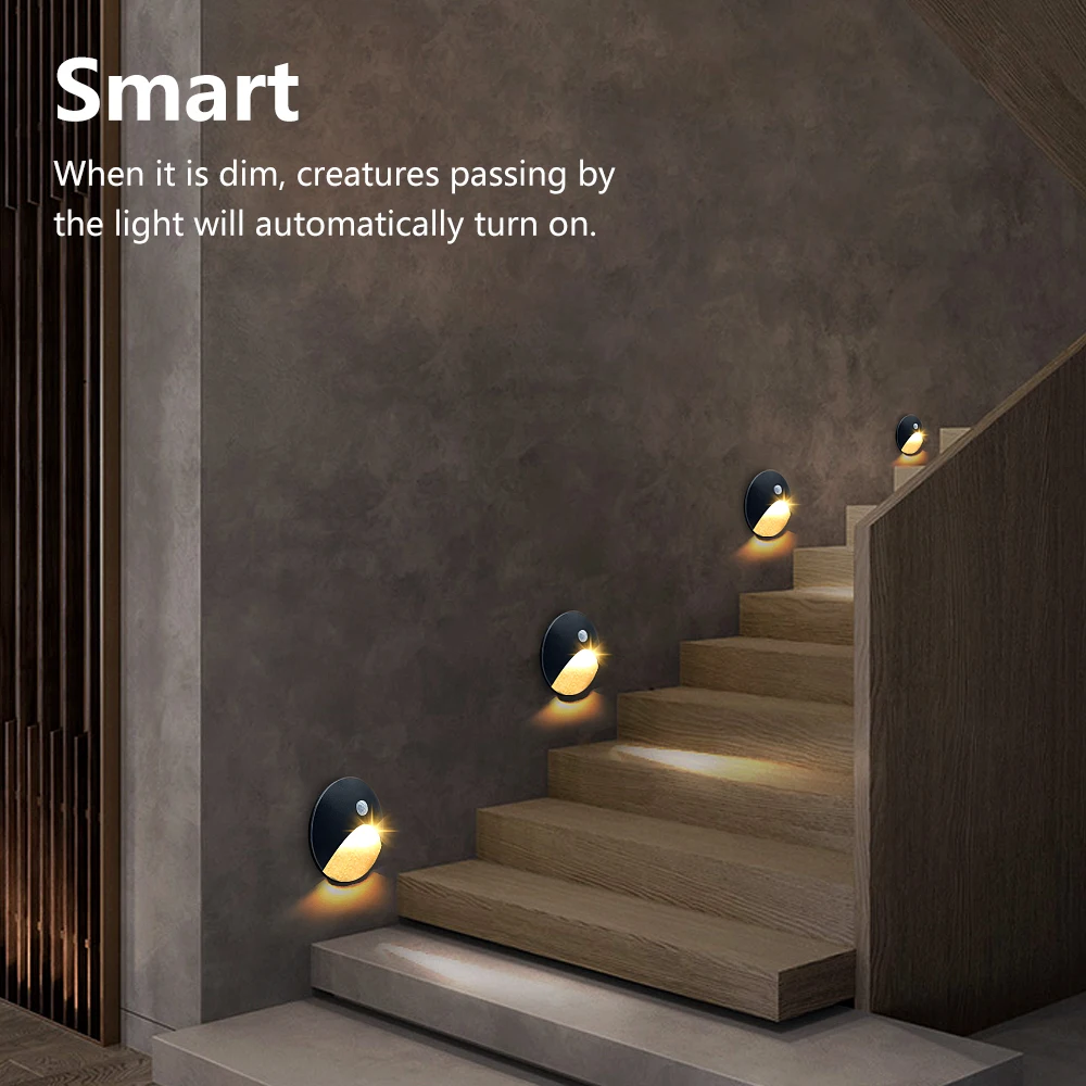 SANDIY Iluminación exterior LED Sensor incrustado Lámparas de pared Impermeable Exterior Luz de noche Footlight+60mm Caja para Stair&Step Jardín Yard Cubierta Iluminación Porche Puerta Exterior Lámparas Sconce