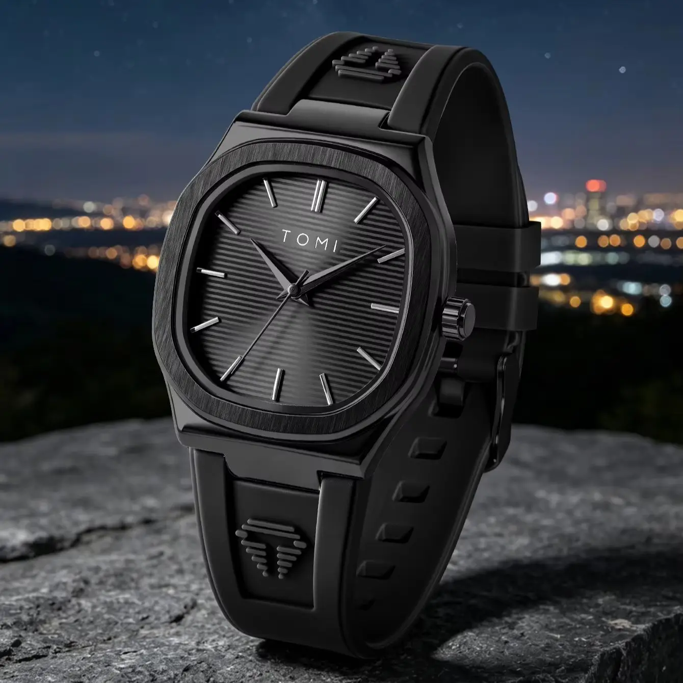 Reloj de Cuarzo TOMI 2026 para Hombre, Diseño Moderno, Esfera Cuadrada Simple, Correa de Goma, Resistente al Agua, Analógico