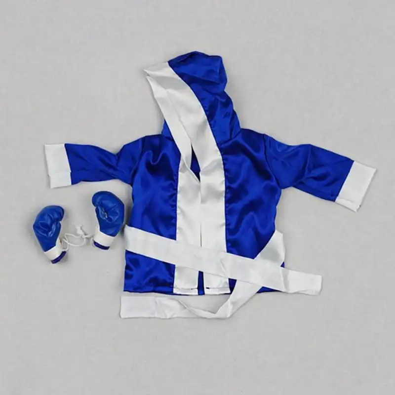 Trajes de fotografía para recién nacidos, conjunto de bata de boxeo para bebé con guantes, pantalones cortos tipo bóxer, accesorios, disfraces de campeón de boxeo