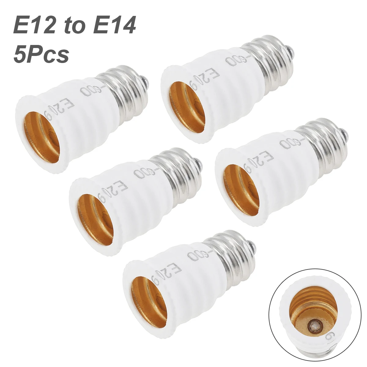 Adaptador de enchufe de luz LED E12 a E14, convertidor de portalámparas, adaptador de bombilla, enchufes, cambiador, accesorios de iluminación, 5 piezas