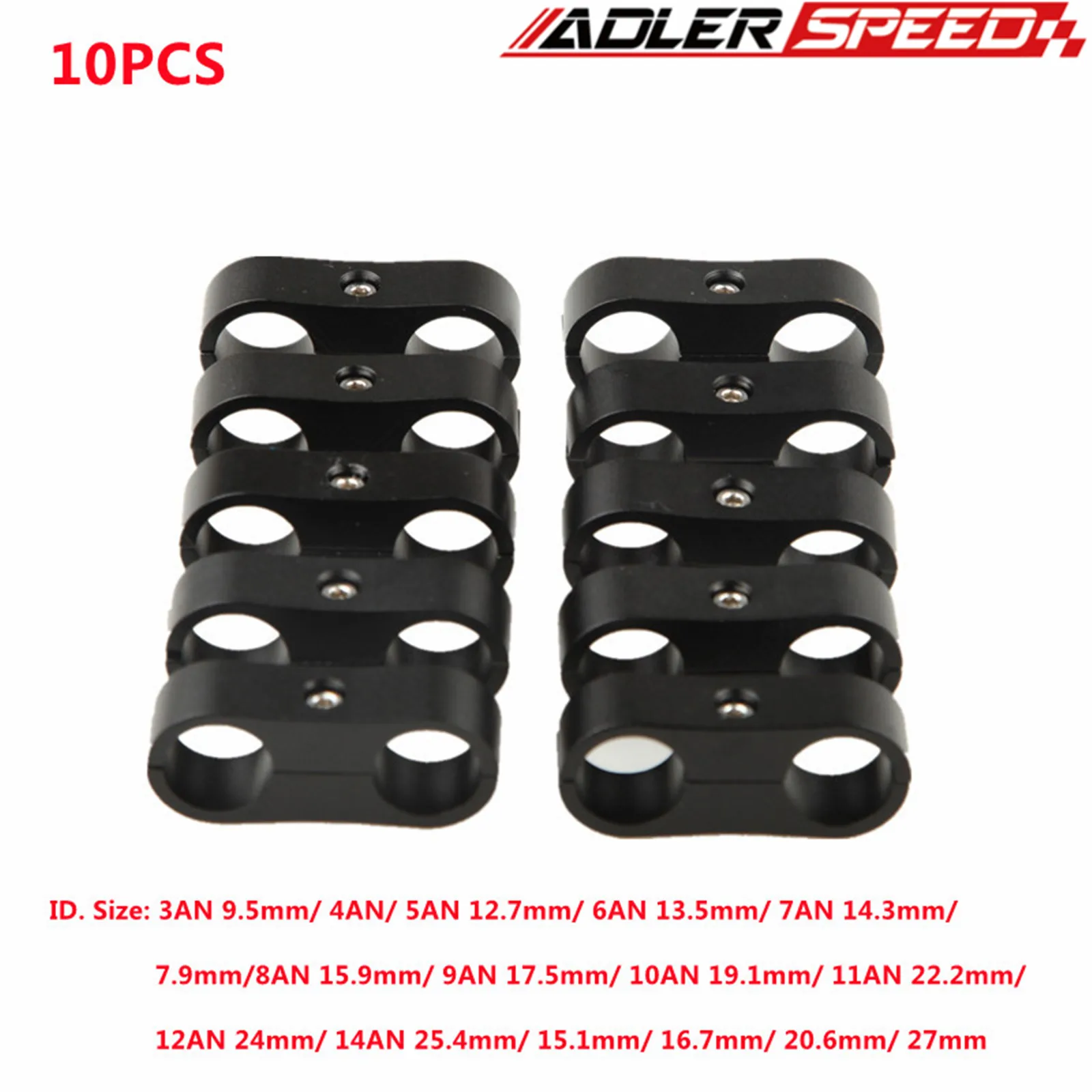 10 Uds Universal 3AN 6AN 8AN 10AN 12AN 14AN Billet aceite combustible manguera de agua tubo seprator abrazadera divisoria Kit separador de línea de aluminio