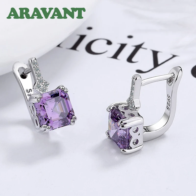 Aravant-pendientes de gota de circonita cuadrada para mujer, de Plata de Ley 925, joyería de moda