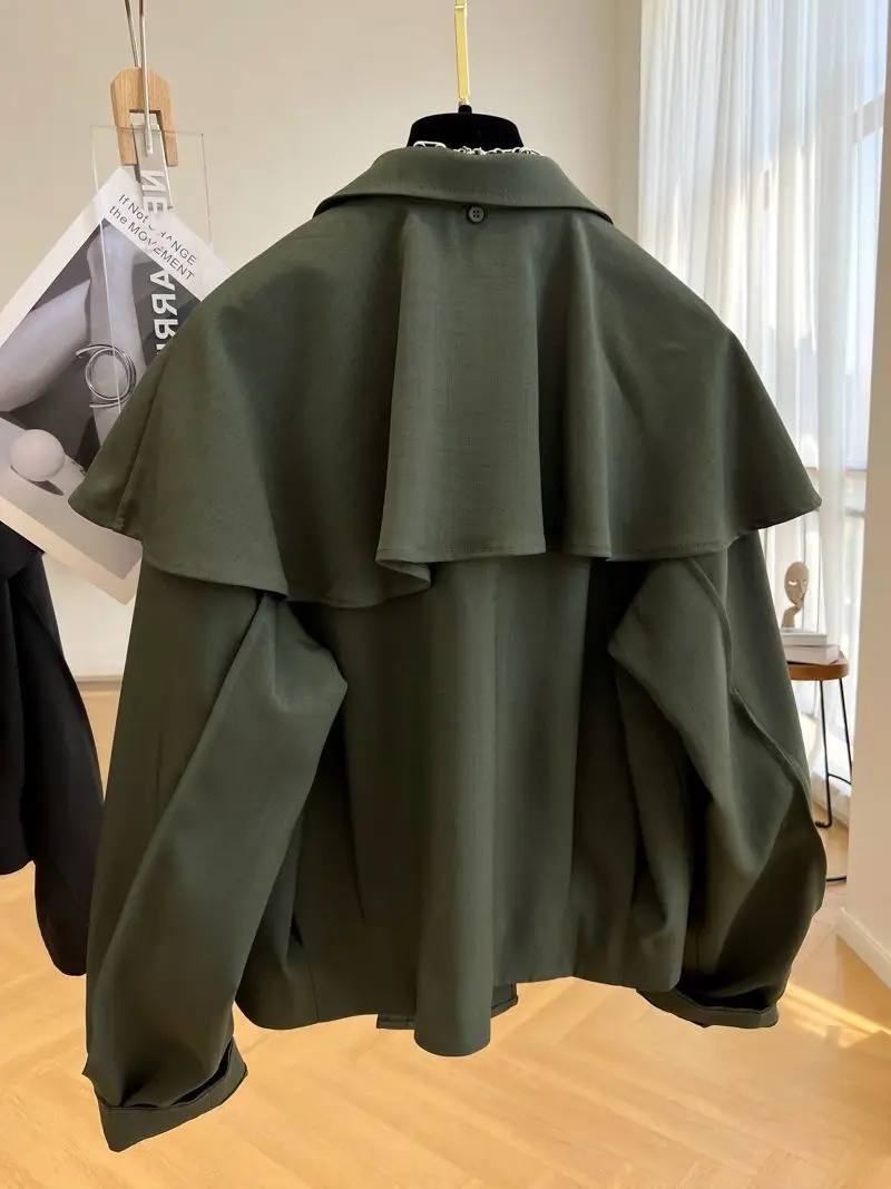 Capa de moda coreana, chaqueta informal para mujer Dongdaemun 2025, abrigos cortos para mujer, chaquetas pesadas, cárdigan de invierno de tendencia, Tops nuevos