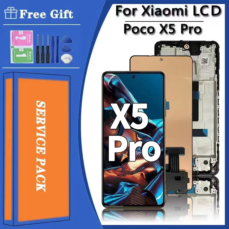 Pantalla AMOLED de 6.67 pulgadas para Xiaomi Poco X5 Pro LCD 22101320G, 22101320I, ensamblaje de digitalizador de pantalla para marco LCD Poco X5 Pro
