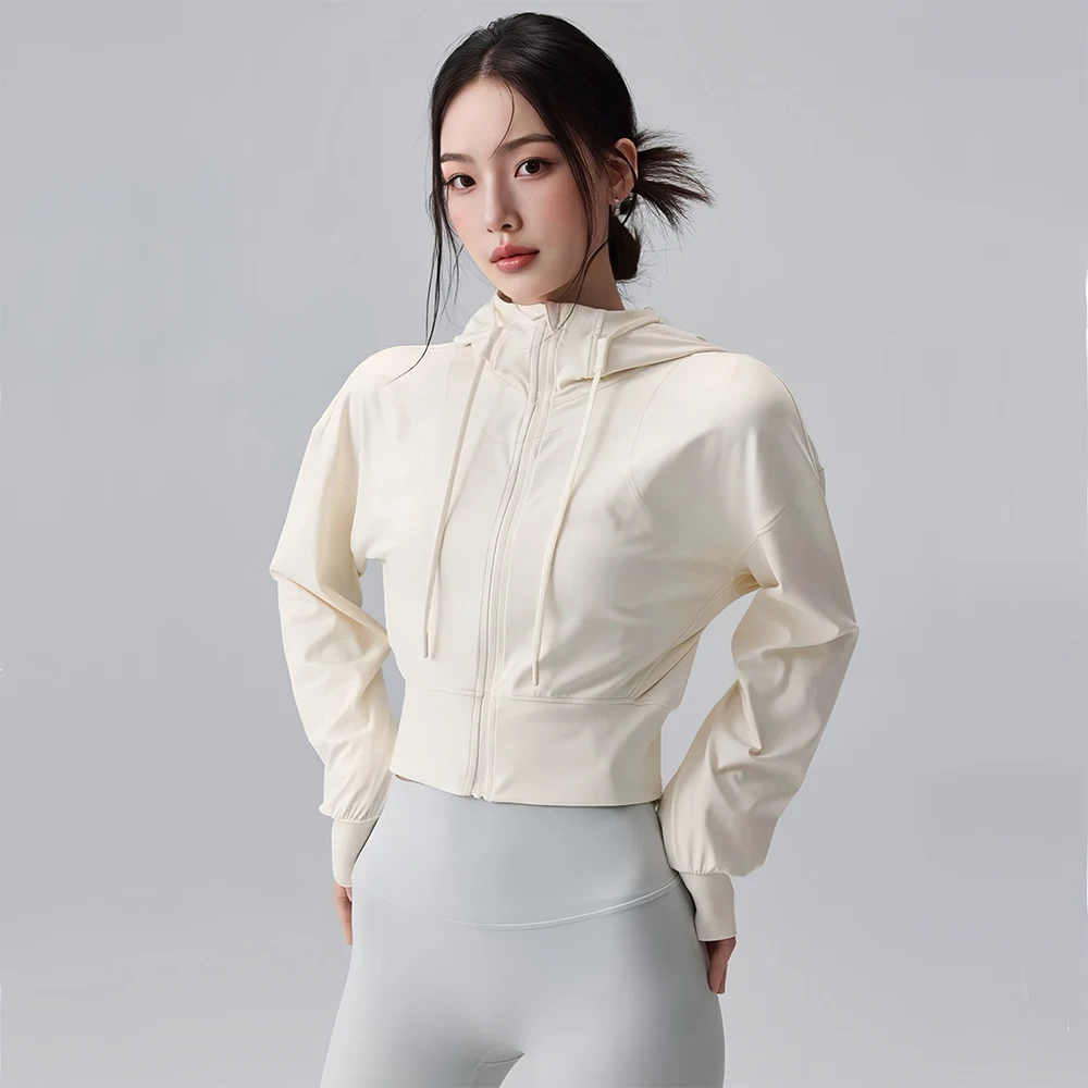 Chaqueta con capucha para correr para mujer, abrigo para ciclismo, Yoga, trotar, camisa, medias, deportes al aire libre, ropa de gimnasio, ropa deportiva para correr