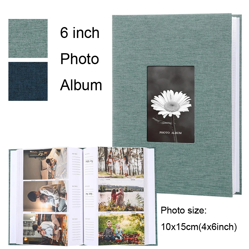 1 Juego de álbum de cubierta de tela de lino, álbum de almacenamiento de fotos tipo entrelazado de 6 pulgadas, colección grabable de fotos para el crecimiento de niños, 200/300 Uds.