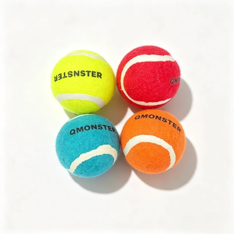 Juego de juguetes para perros Q-MONSTER, pelotas para masticar con chirrido de goma Natural de pared gruesa para perros, tenis, pelotas hinchables interactivas para entrenamiento, paquete de 4
