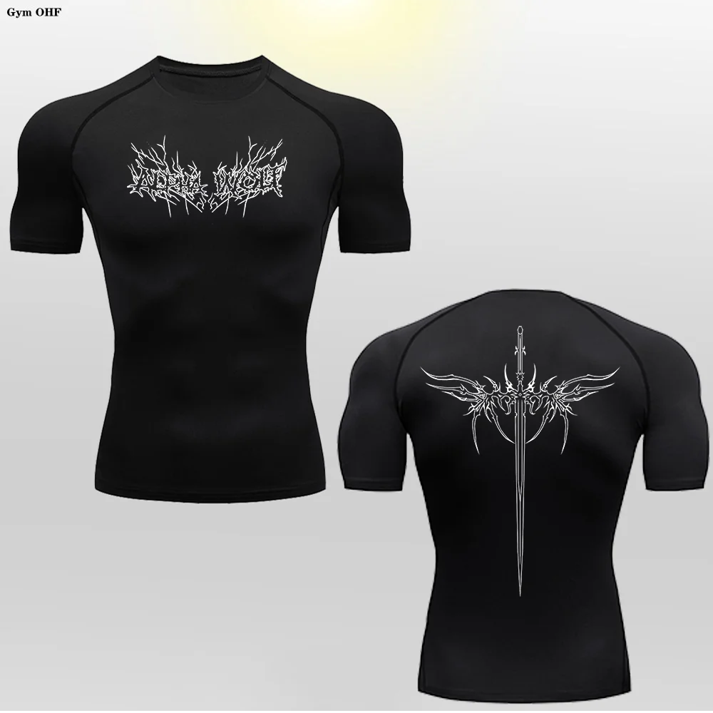 Camiseta de manga corta para hombre, camiseta de compresión, camiseta de boxeo de verano, camiseta de Rashguard para hombre, camiseta ajustada de secado rápido para gimnasio y Fitness, Anime
