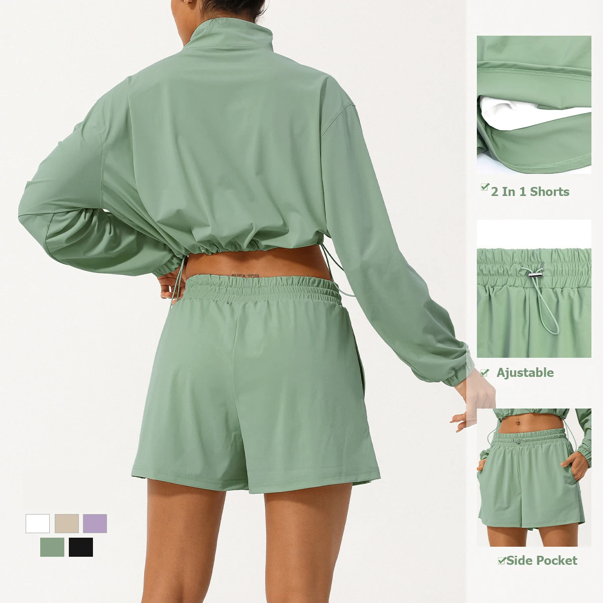 Traje de correr al aire libre para mujer, conjunto de Yoga de dos piezas, transpirable, secado rápido, ropa deportiva de entrenamiento, Color sólido, Verano