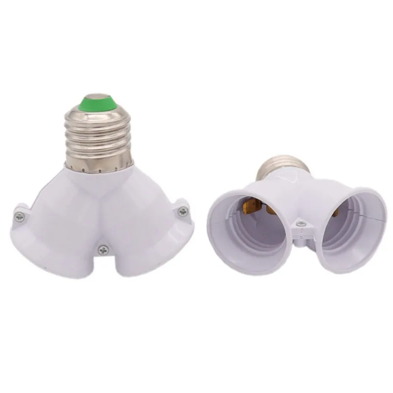 Base de lámpara blanca E27 a 2 E27, iluminación Led, convertidor de casquillo de bombilla de doble tornillo, soporte de lámpara halógena de luz LED de ahorro 3A