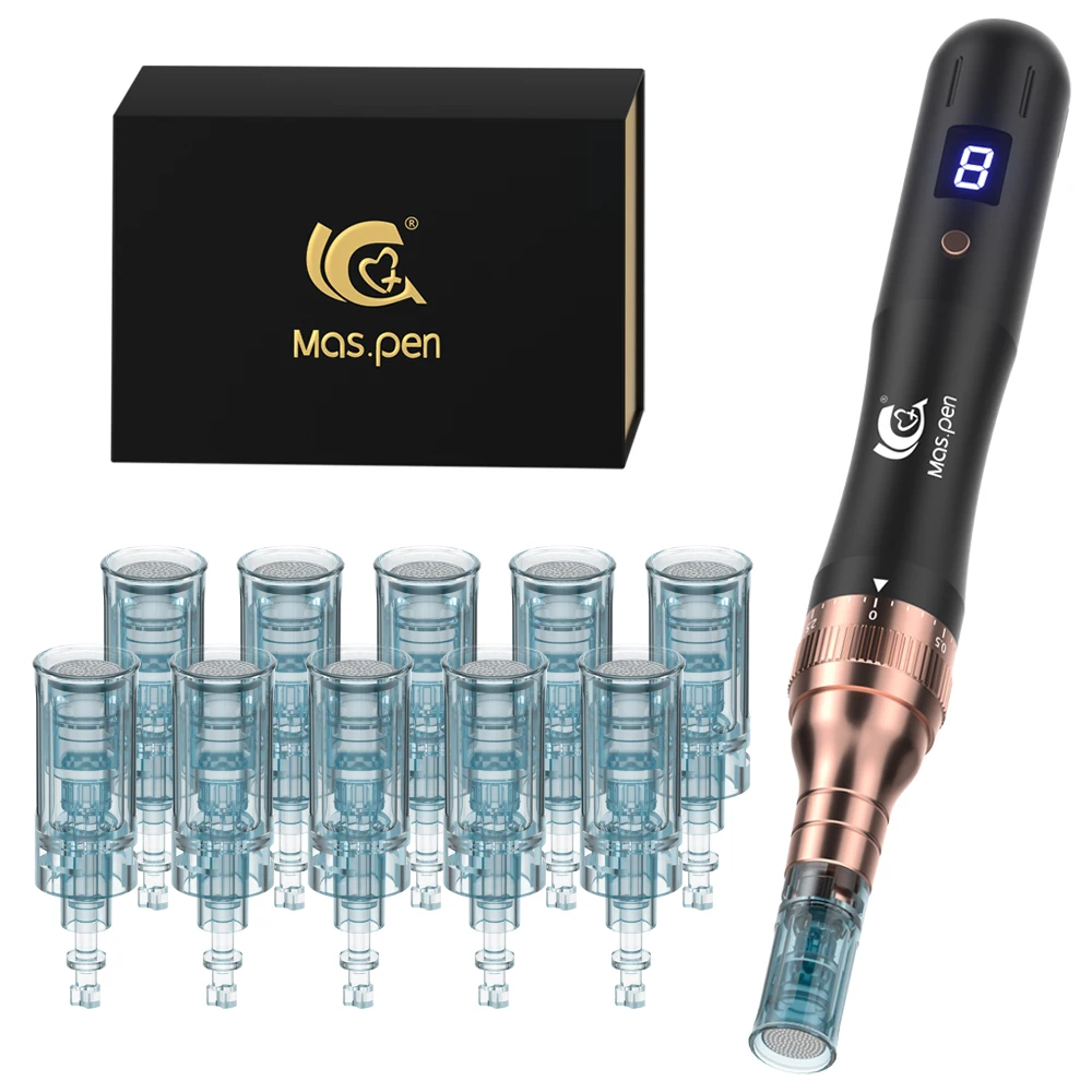 Dermapen/Mas Pen N6 Recargable de 8 Velocidades con 10 Puntas de Repuesto de 0.25mm