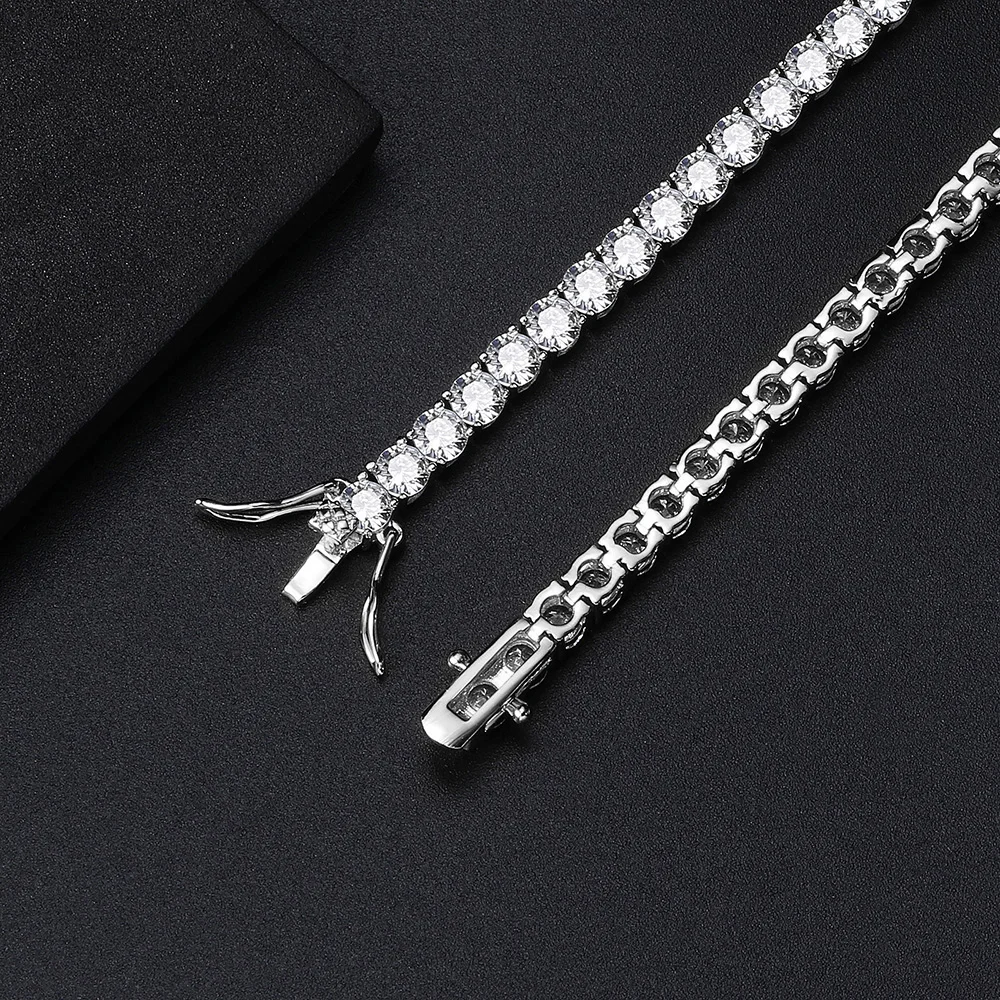 Precio de fábrica D VVS1 pulsera de tenis de moissanita Plata de Ley 925 clásicos de una sola fila con pulseras GRA para mujer hombre joyería