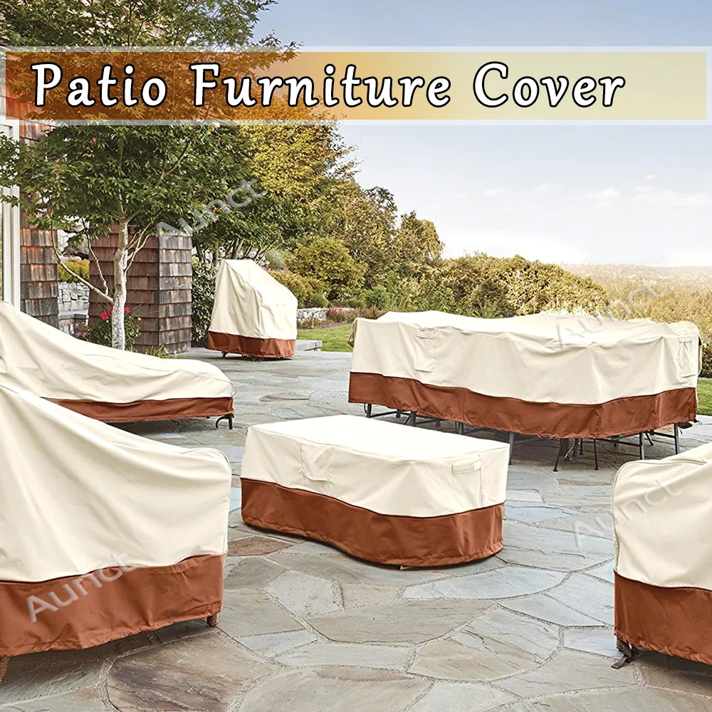 420D HEAVY DUTY Cubierta para muebles de jardín al aire libre para sofá, mesa, silla, Patio, impermeable, a prueba de viento, Anti-UV contra la lluvia y la nieve