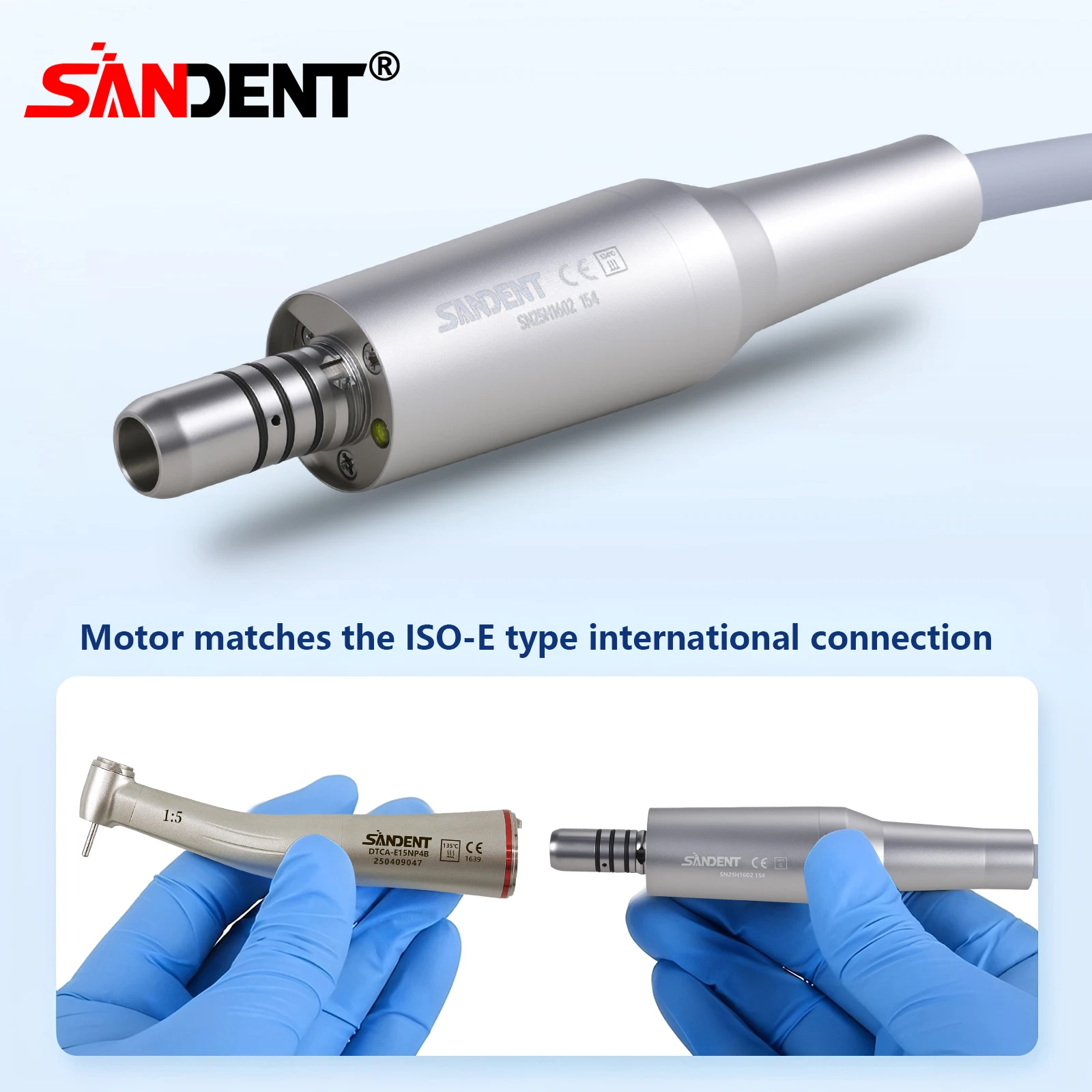 Micromotor Eléctrico Dental SANDENT de 40K RPM con LED, Sistema de Control Vectorial Tipo E, con Tanque de Agua para Prácticas Quirúrgicas