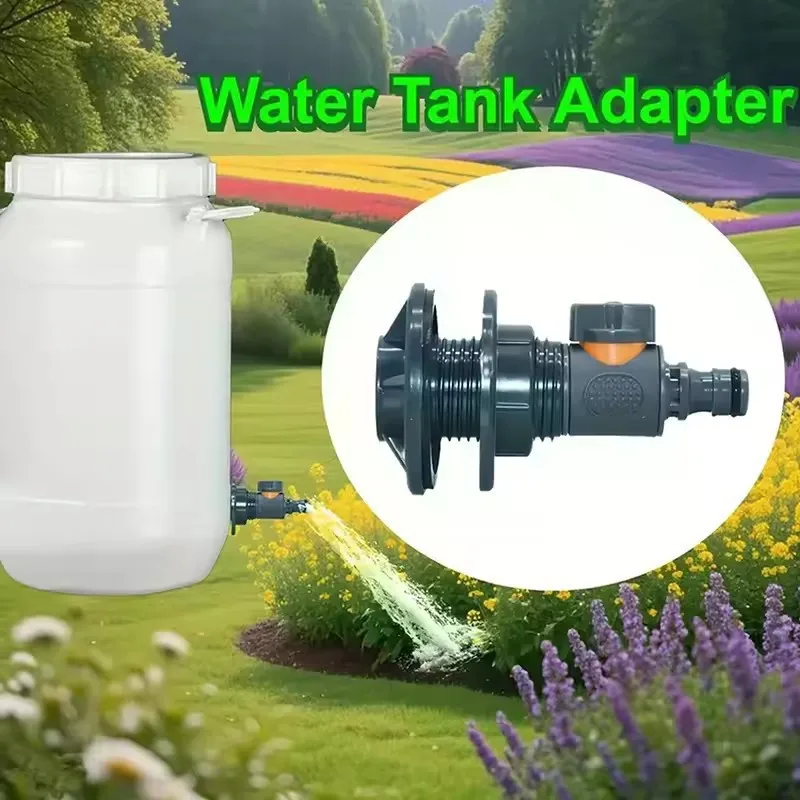 2 adaptadores de PVC/IBC para barriles de agua de 1/2" con válvula, conector para la recolección de agua de lluvia para almacenamiento de agua de riego.