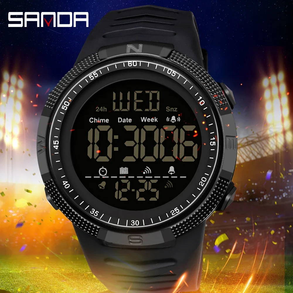 Reloj deportivo militar SANDA 6014 Para Hombre, Relojes de pulsera digitales, pulsera resistente al agua con cuenta atrás a prueba de golpes, Relojes Para Hombre