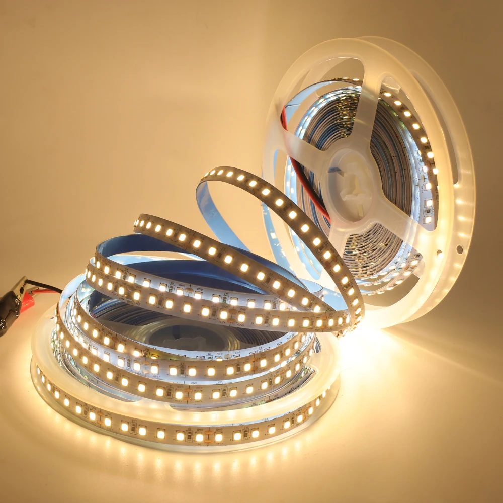 Tira de luces LED de 5M DC 12V 24V 2835 cinta Flexible luz de diodo 60/120/240/480 tira de LED luces blancas frías naturales cálidas cinta Led