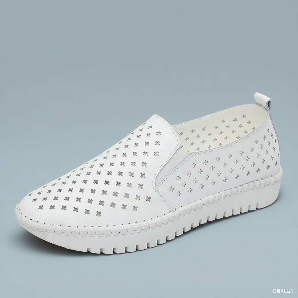 Zapatillas planas de cuero genuino para mujer, mocasines informales para mujer, mocasines huecos, zapatos náuticos de lona con cordones blancos