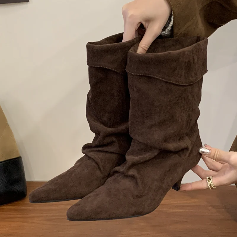 Aneikeh moda estilo callejero botines Vintage Mujer invierno puntiagudos Zapatos finos De tacón bajo Botas cortas Zapatos De Mujer
