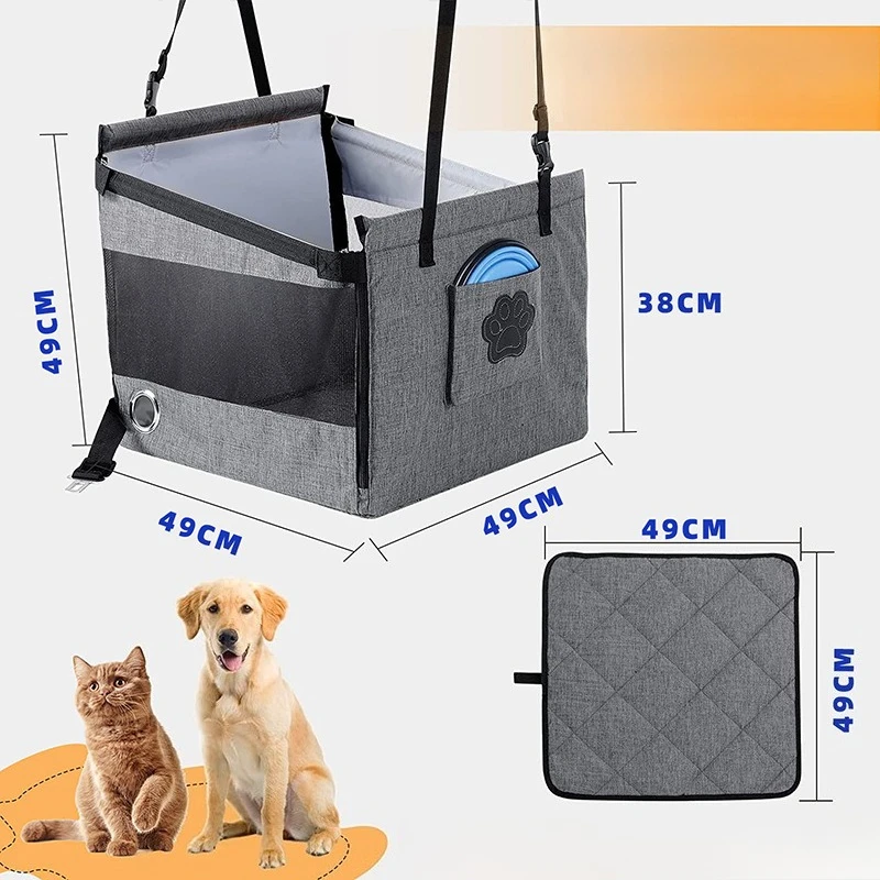 Asiento portátil para mascotas, portador estable para perros con Protector de malla de seguridad, diseño impermeable para viajes de cachorros, uso al aire libre