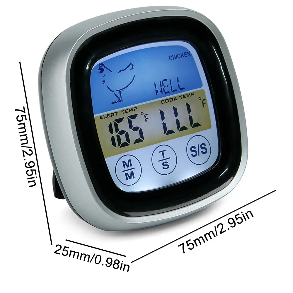 Termómetro Digital para cocina, sonda con pantalla táctil, herramienta de medición de temperatura de alimentos para barbacoa y carne, temporizador para barbacoa y carne, herramientas de cocina