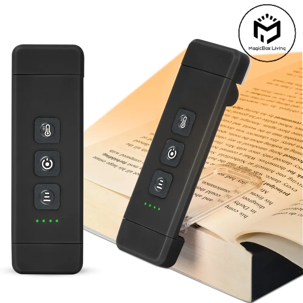 Marcapáginas con Clip, luz de lectura con temporizador, recargable por USB, Mini luz Led portátil, lámpara de lectura para mesita de noche y Escritorio