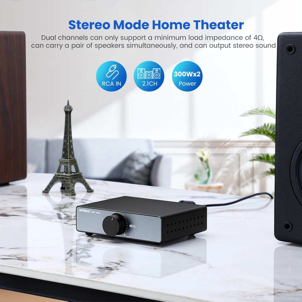 AIYIMA-Amplificador DE potencia de Audio A07 MAX TPA3255, Amplificador estéreo 2,0, 300Wx2, PBTL, Mono, 600W, altavoz para el ho