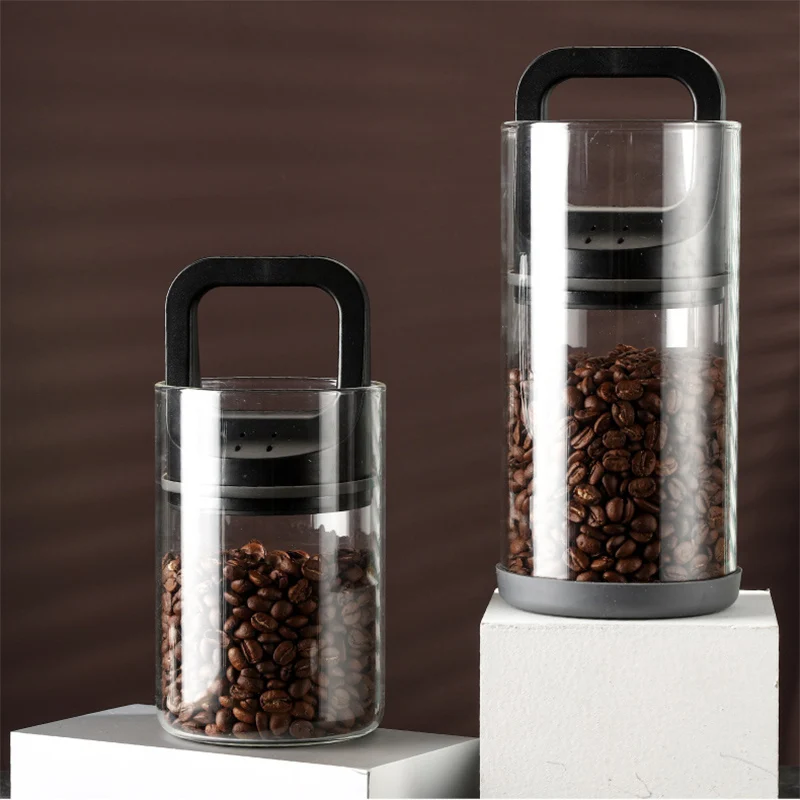 Tanques sellados al vacío para granos de café, almacenamiento de alimentos en la cocina, contenedor de vidrio transparente, recipiente para té a prueba de humedad, latas de mantenimiento fresco para el hogar