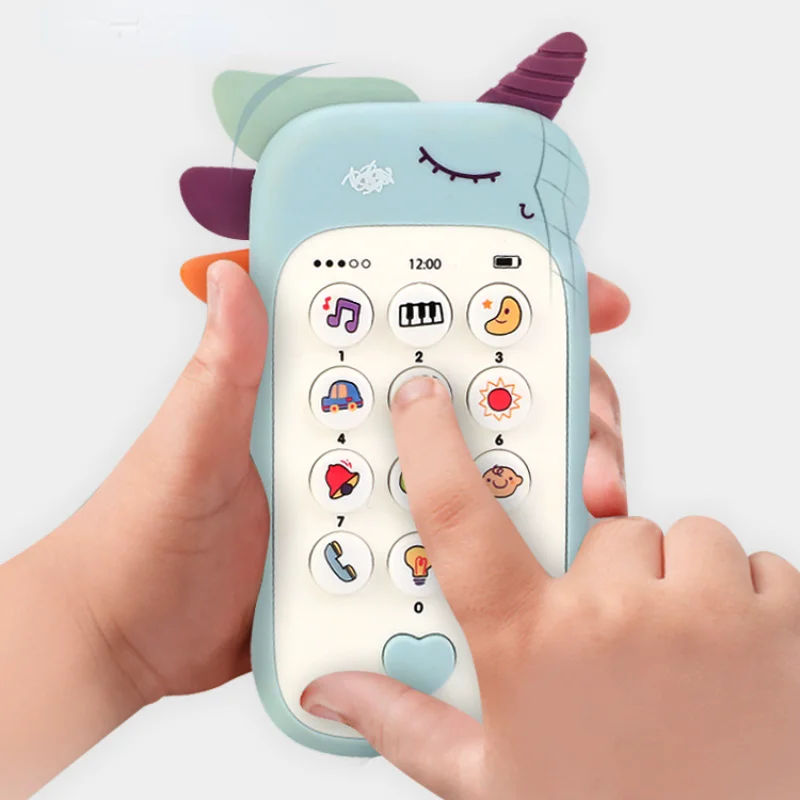 Juguete de teléfono para bebé, sonido musical, juguetes para dormir con mordedor, teléfono de simulación, juguete educativo para edades tempranas, regalos para niños