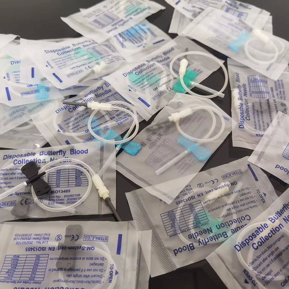 500 Agujas Desechables para Extracción de Sangre Tipo Mariposa, Agujas de Doble Ala para Recolección de Sangre, Cuidado de Mascotas, Gatos, Perros, Animales