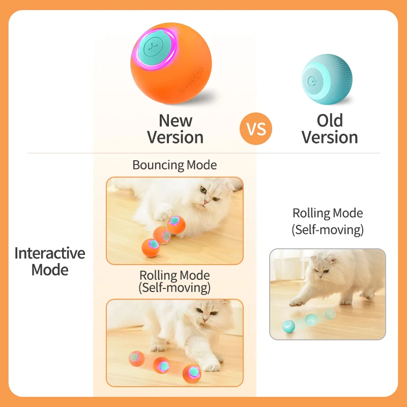 ROJECO-juguetes inteligentes para mascotas, pelota que rebota para gatos, pelota rodante automática, entrenamiento interactivo, juguetes eléctricos móviles, accesorios para mascotas