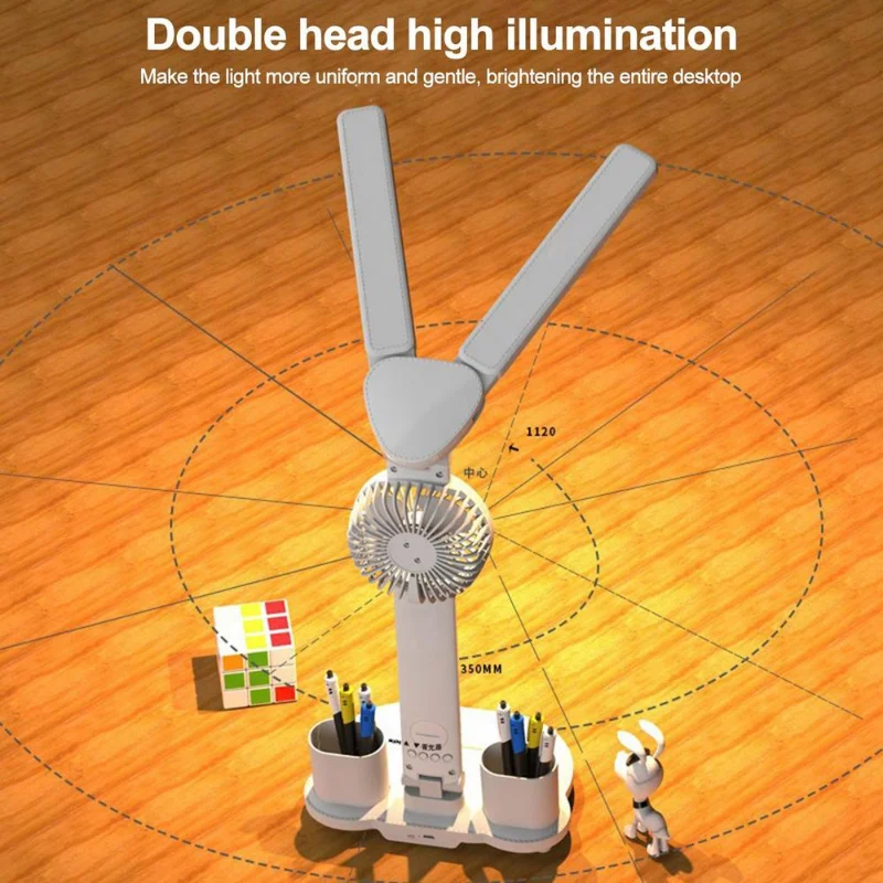 Lámpara de mesa recargable para estudio, lámpara de escritorio, luz de lectura, luz de mesa Led con ventilador, lámpara de lectura de pantalla de reloj Led