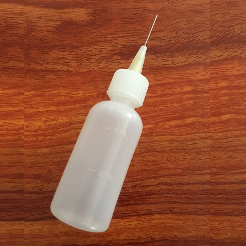 Botella de Plástico Transparente de 50 ml con Aguja, Dispensador de Resina Líquida, Alcohol, Pasta de Soldadura para Limpieza de PCB de Teléfonos, Reparación de Soldaduras