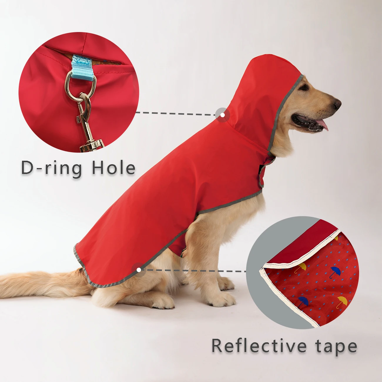 Chubasquero para perros para todo tipo de clima: abrigo impermeable de doble cara con revestimiento de PU de fibra de poliéster y cierre de velcro de ajuste rápido