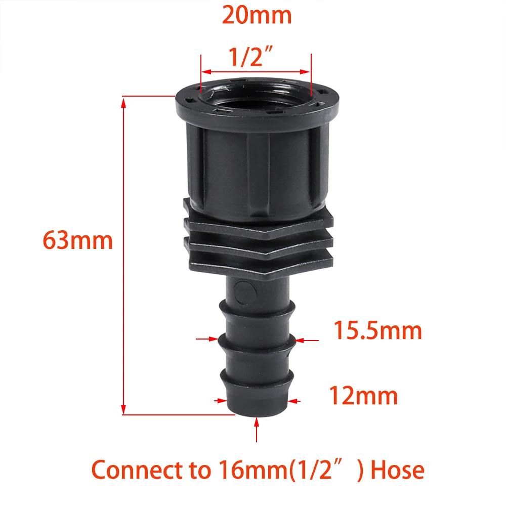 Rosca macho hembra de 1/2 3/4 a conector de lengüeta para manguera de jardín de 1/2 3/4 y 1 pulgada, accesorio de manguera de plástico de 16mm, 20mm y 25mm, accesorios para tuberías de riego