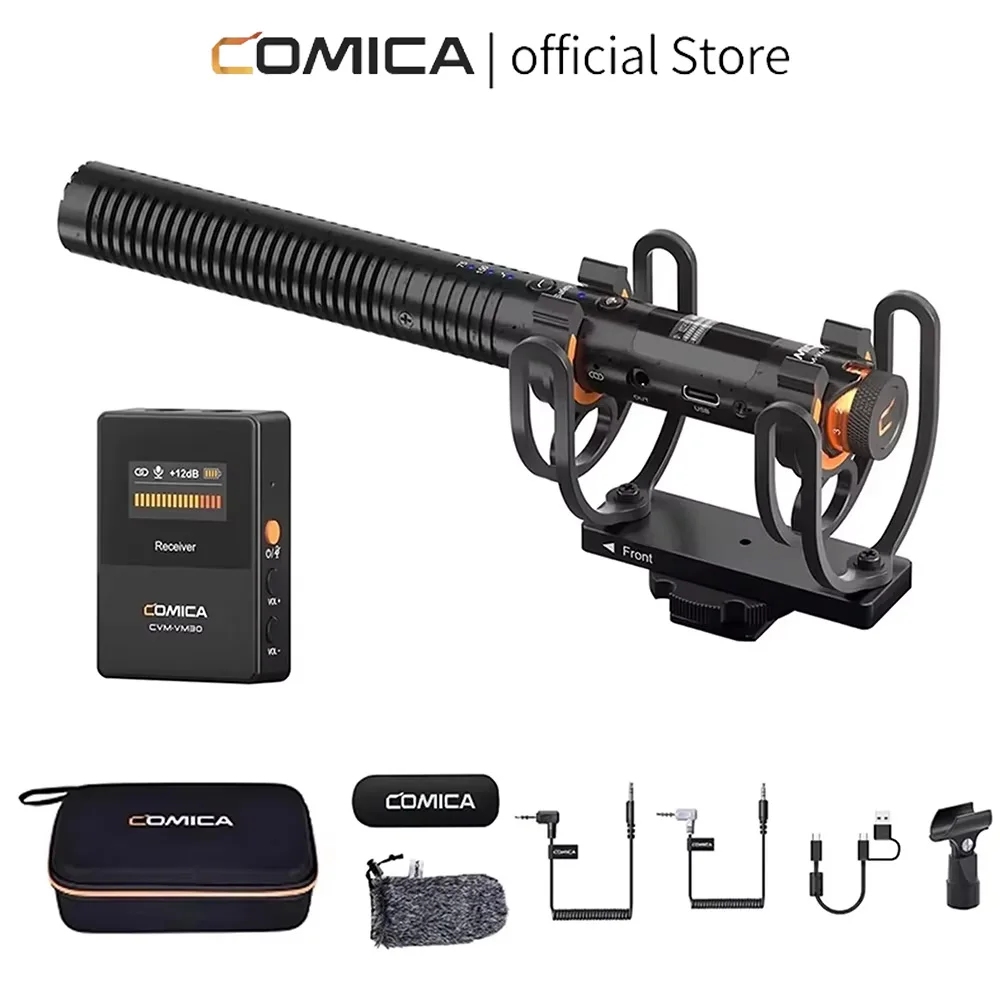 COMICA VM30 Micrófono Inalámbrico de Condensador Supercardioide 2.4G con Control de Ganancia para Cámara, Smartphone y Computadora