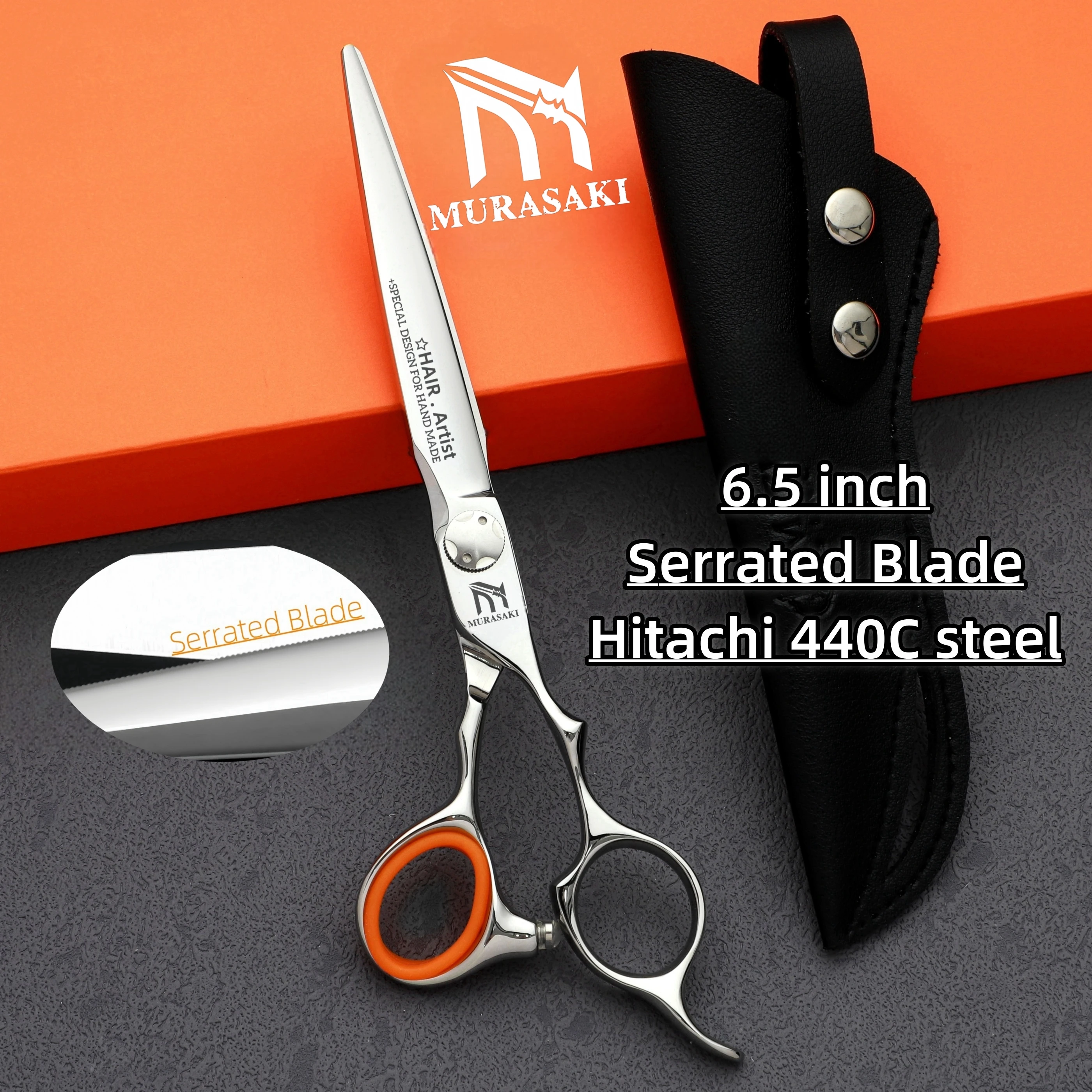 Tijeras de barbero profesionales, tijeras dentadas de 6,0-6,5-6,8 pulgadas, máquina para cortar el cabello de peluquería de alta calidad de acero Hitachi 440C