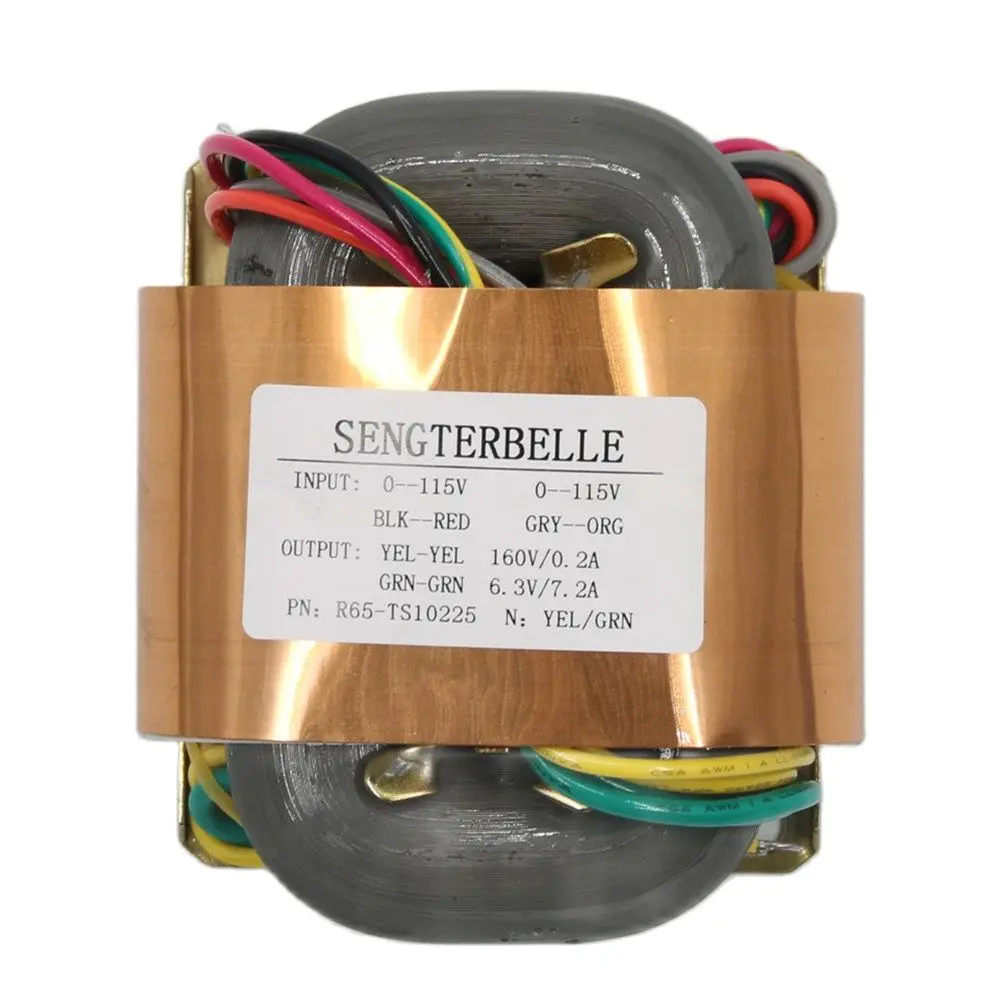 Transformador de potencia de cobre puro R65-TS10225 80W R Core 160 + 6,3 V/7.2A para amplificador de tubo Audio sonido doméstico