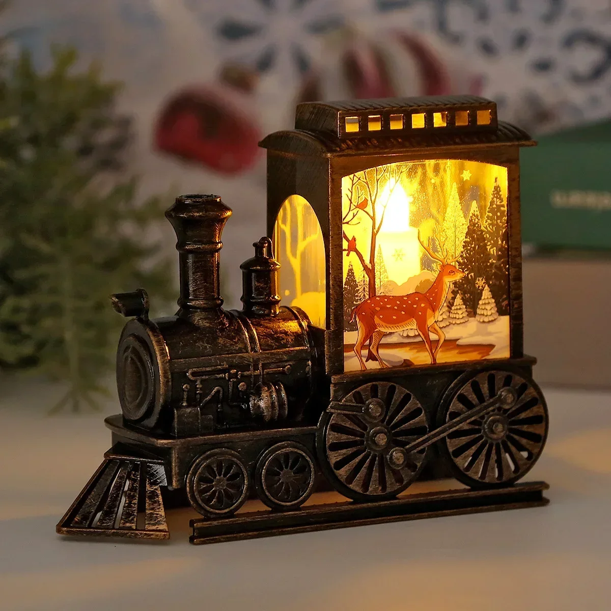 Luces LED de noche, lámpara de noche de tren portátil Vintage, linternas colgantes para exteriores alimentadas por batería, decoración festiva para fiesta de Navidad