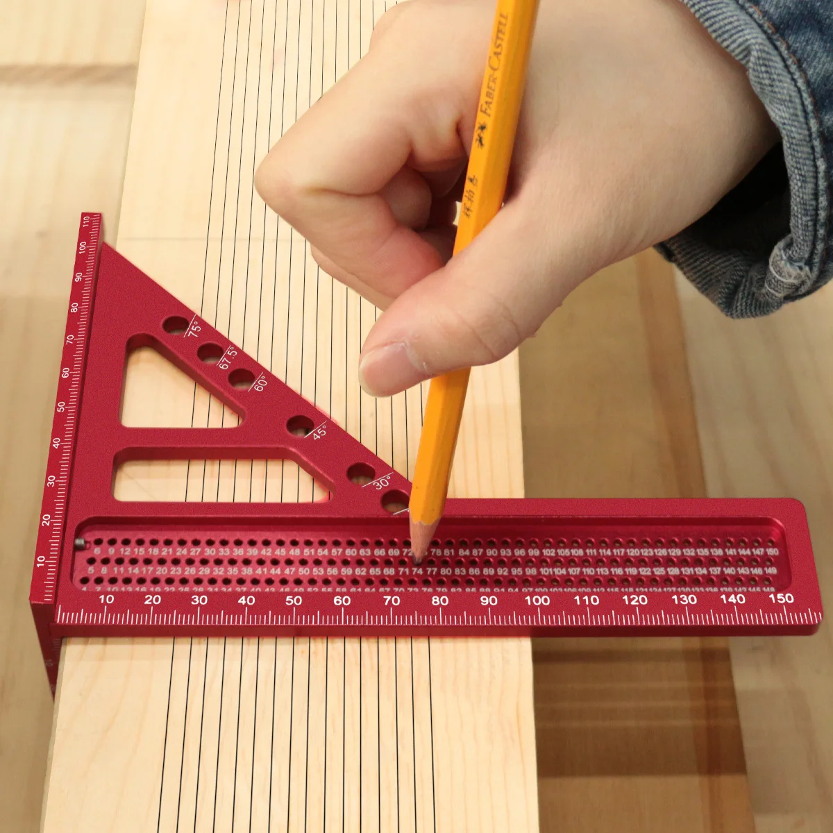 Regla de Medición Triangular Multiusos de Aleación de Aluminio para Carpintería 3D, Herramienta de Marcado con Transportador para Diseño de Madera