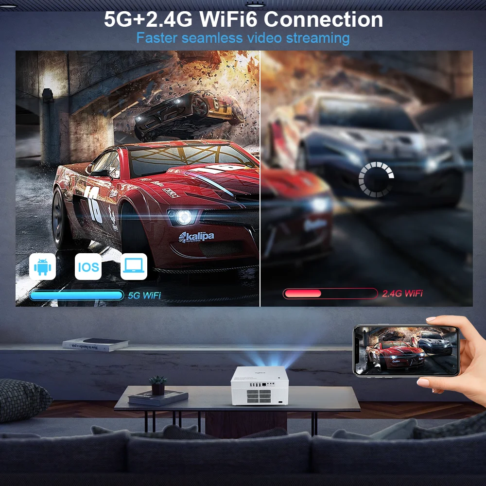 Proyector ThundeaL 2K 4K Full HD 1080P TDA7W 32G Android WiFi para Cine en Casa, Proyector TDA7 para Reuniones al Aire Libre, Video 3D y Películas