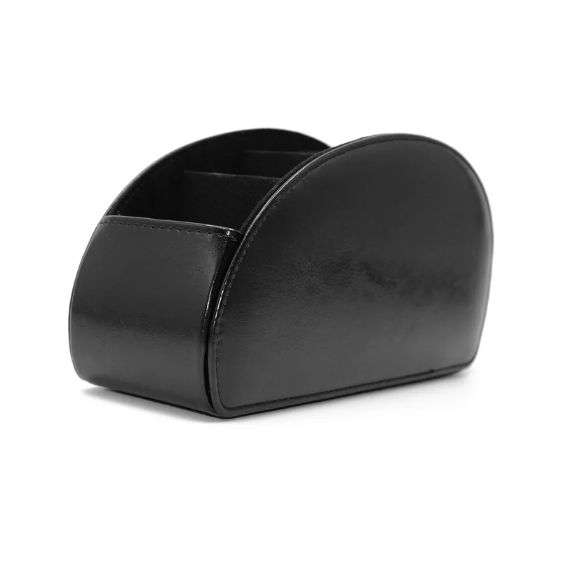 Organizador de cuero de 5 rejillas, soporte para teléfono y Tv con Control remoto, caja de almacenamiento de escritorio, cepillo de cosméticos