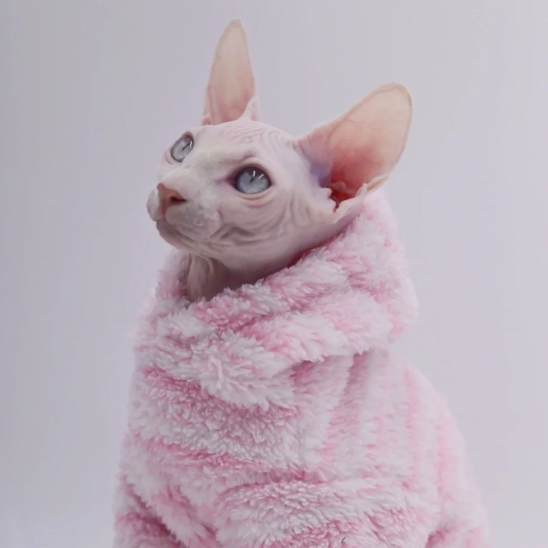 DUOMASUMI-Chaqueta de invierno suave y esponjosa de doble cara, abrigo cálido para gato, ropa gruesa para gato Sphinx Sphynx, trajes para gatos sin pelo