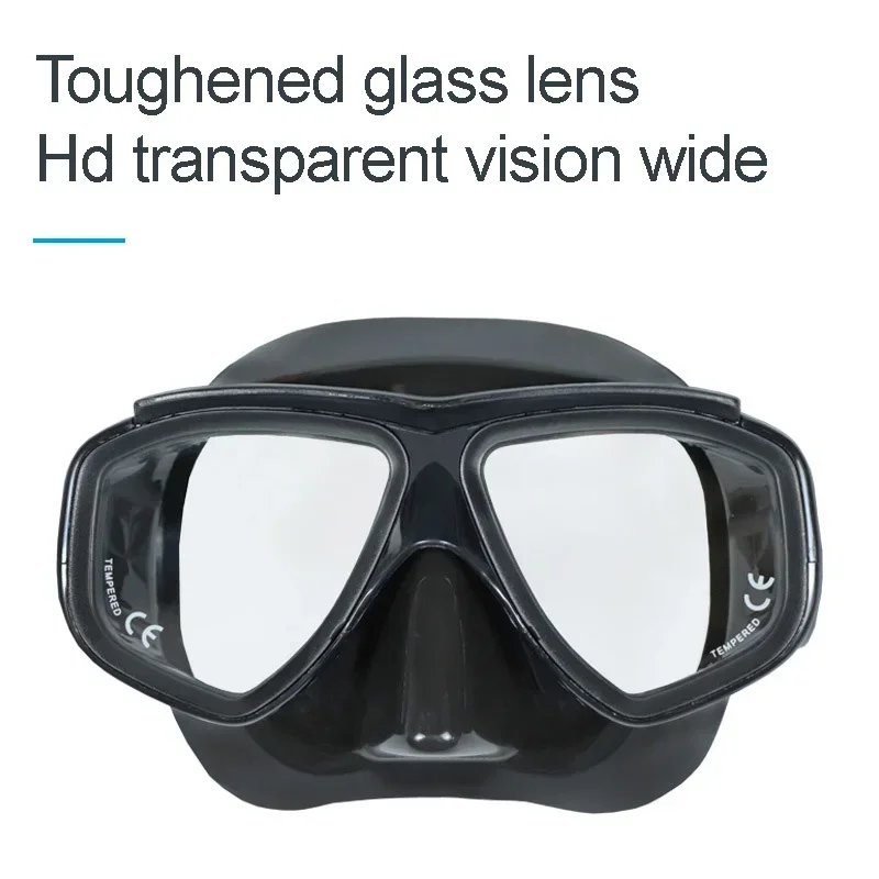 Máscara de Buceo para Adultos con Prescripción Médica para Miopía, con Cristal Templado, Spray Antivaho, Borde de Silicona, Transparente Negro