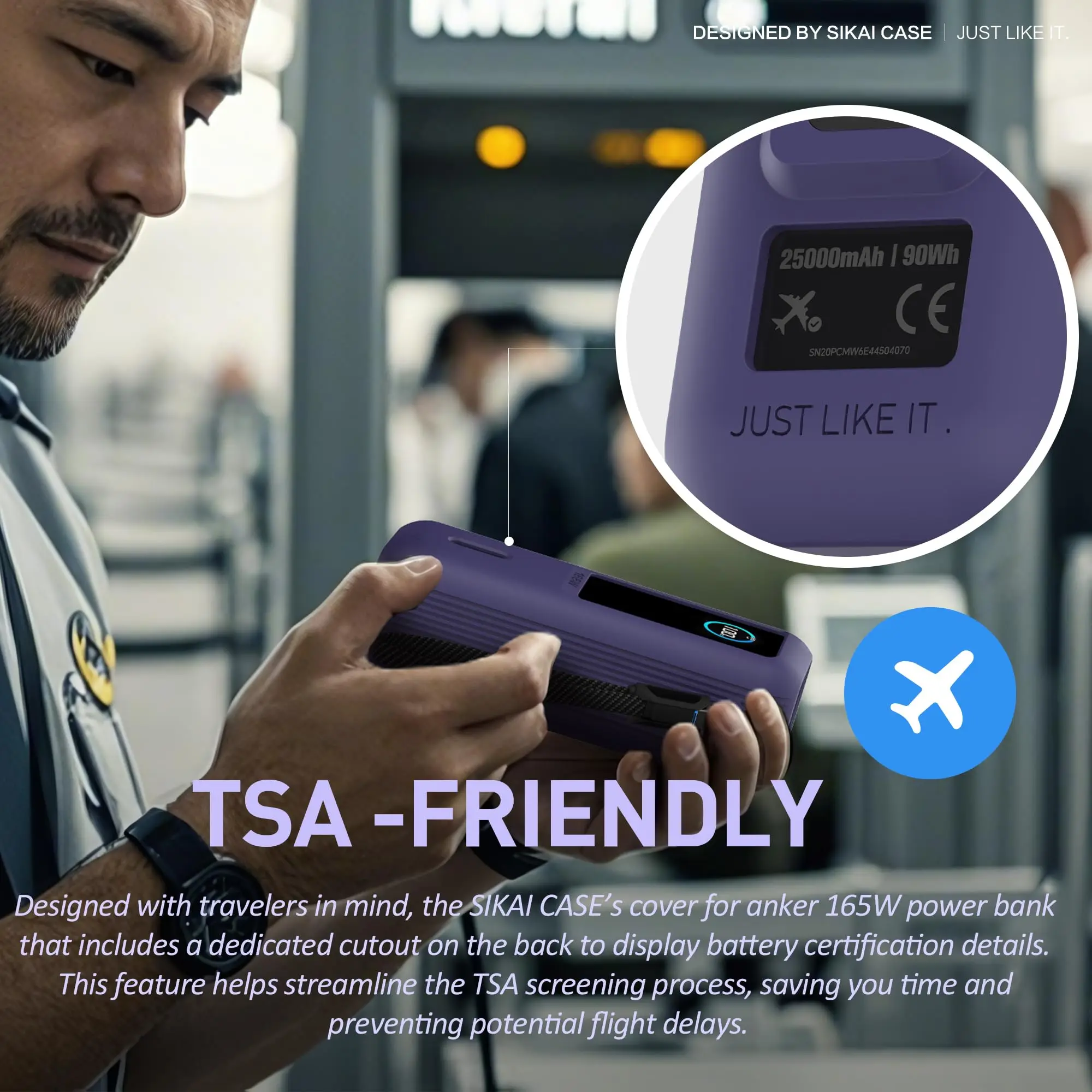 Funda de silicona SIKAI para batería externa Anker Zolo de 25000mAh y 165W, incluye ranura para tarjeta TF/SIM