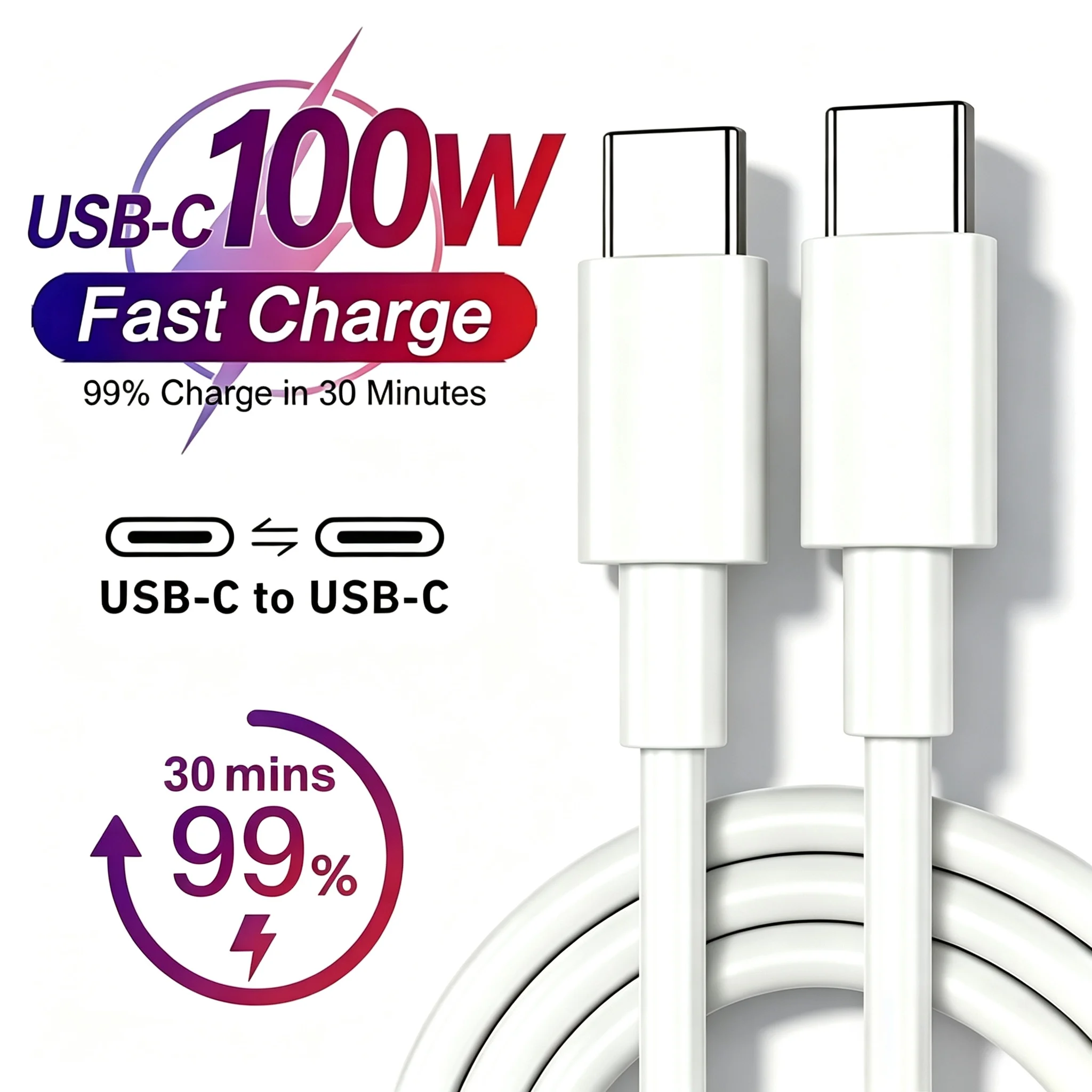 Cable de Carga Rápida Dual USB-C de 100W para iPhone 15 16 17 Pro Max Samsung Xiaomi Huawei, Cables de Datos de Carga Rápida Tipo C a Tipo C