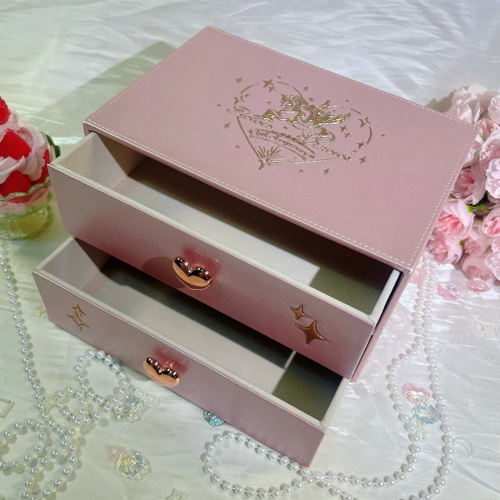 Flower Knows Edición Limitada del 6º Aniversario Caja de Almacenamiento de Doble Capa Rosa Unicornio