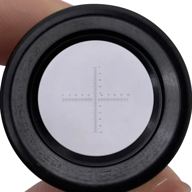 DIV = micrómetro ocular de microscopio de 0,1mm para calibración de micrómetro de escenario, regla cruzada de rallado, diapositiva de escala 10x10